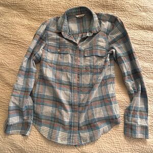 Women's Plaid Shirt in Blue and Orange